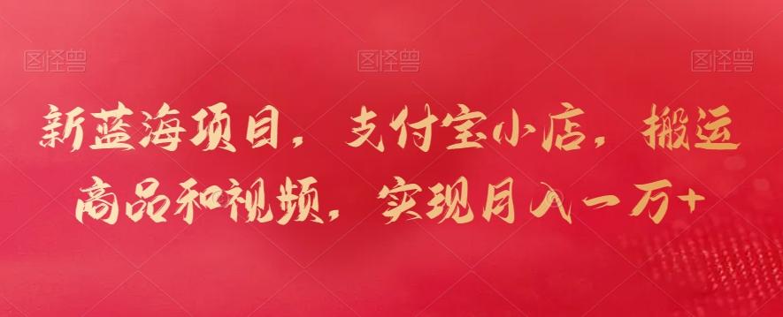 新蓝海项目,支付宝小店,搬运商品和视频,实现月入一万+【揭秘】-副业团