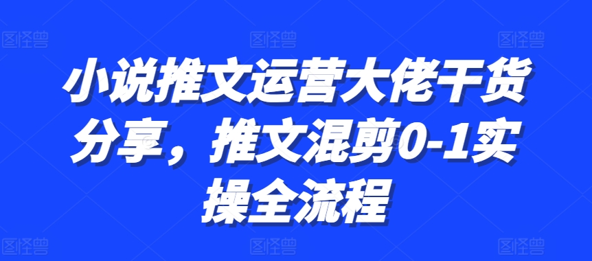 小说推文运营大佬干货分享,推文混剪0-1实操全流程-副业团