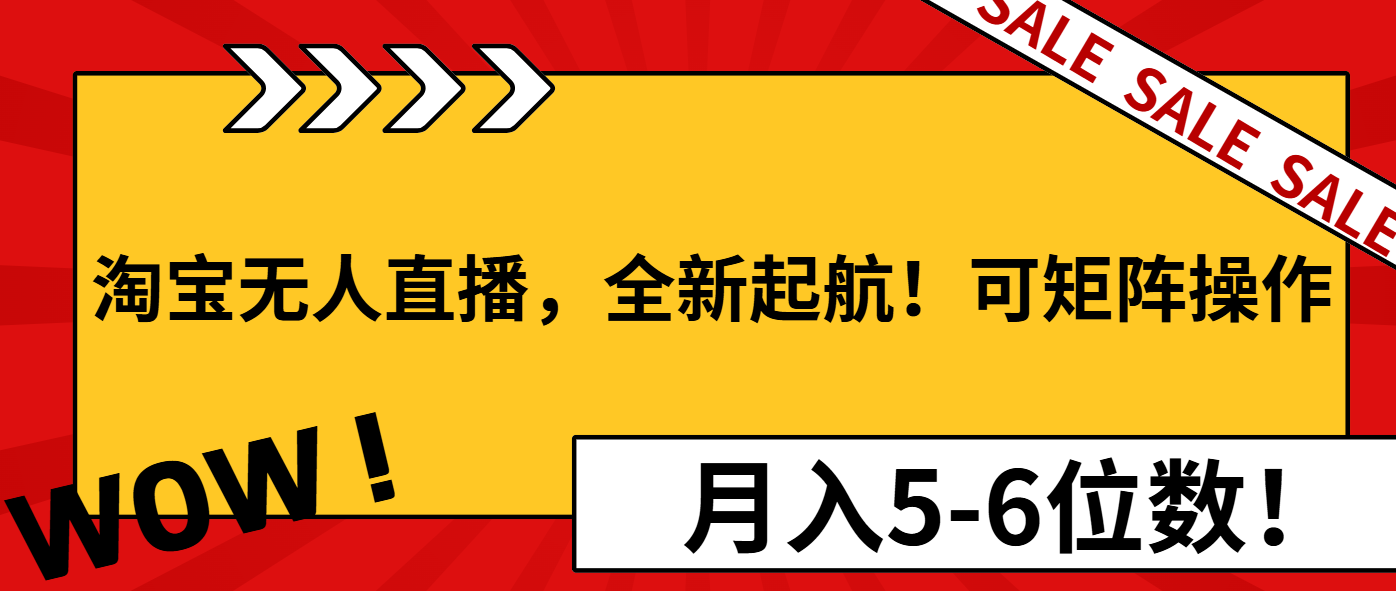 淘宝无人直播,全新起航!可矩阵操作,月入5-6位数!-副业团