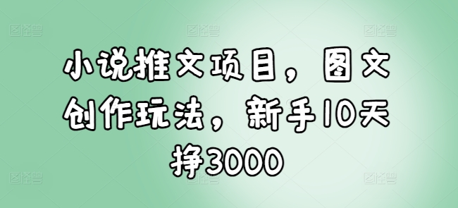 小说推文项目，图文创作玩法，新手10天挣3000-副业团
