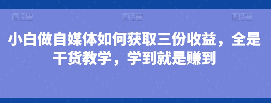 小白做自媒体如何获取三份收益,全是干货教学,学到就是赚到-副业团