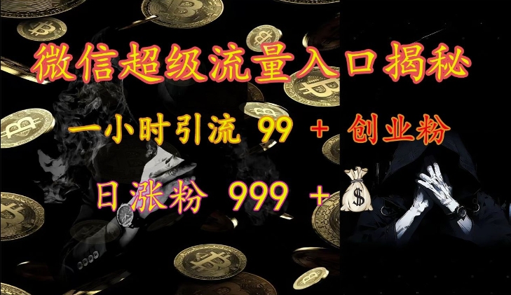 微信超级流量入口揭秘：一小时引流 99 + 创业粉，日涨粉 999 +-副业团