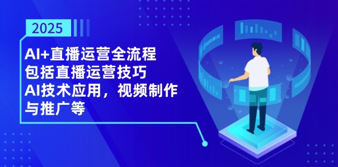 2025AI+直播运营全流程,包括直播运营技巧,AI技术应用,视频制作与推广等-副业团
