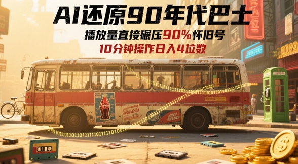 AI还原90年代巴士,一帧就让70后泪崩,播放量直接碾压90%怀旧号,每天操作十分钟,日入四位数-副业团