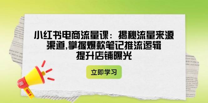 小红书电商流量课:揭秘流量来源渠道,掌握爆款笔记推流逻辑,提升店铺曝光-副业团