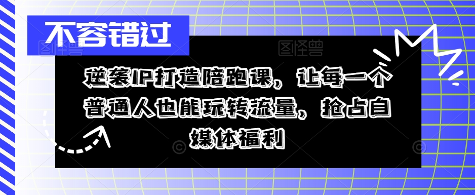 逆袭IP打造陪跑课,让每一个普通人也能玩转流量,抢占自媒体福利-副业团