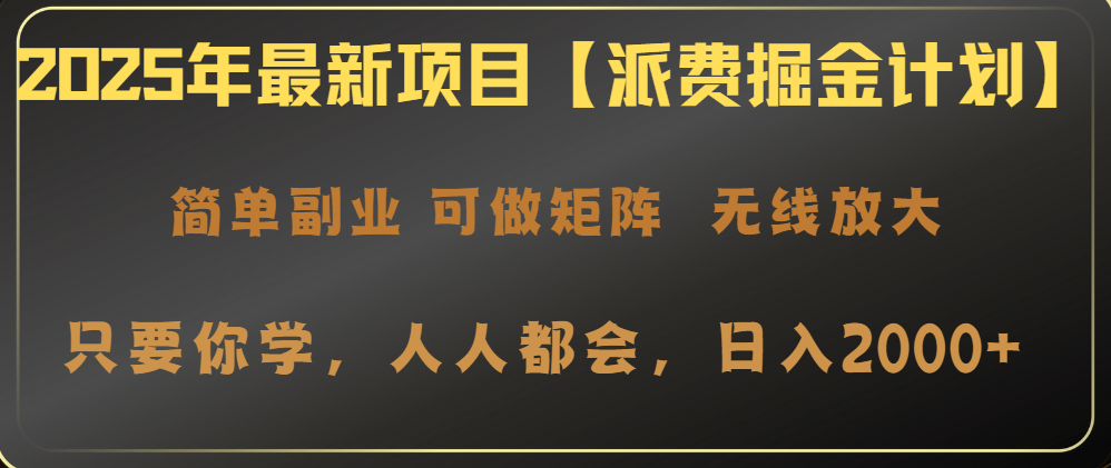 2025年最新项目【派费掘金计划】操作简单，日入2000+-副业团