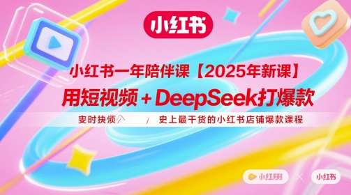 小红书一年陪伴课【2025年新课】，用短视频+deepSeek打爆款，史上最干货的小红书店铺爆款课程-副业团
