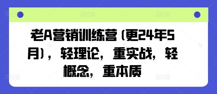 老A营销训练营(更24年6月),轻理论,重实战,轻概念,重本质-副业团