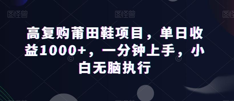 高复购莆田鞋项目,单日收益1000+,一分钟上手,小白无脑执行-副业团